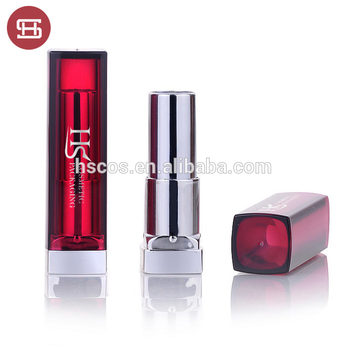 Hot selling cosmetic makeup square red custom cheap plastic empty lipstick tube container