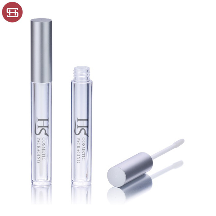 High quality plastic transparent cosmetic clear custom empty lipgloss container with brush