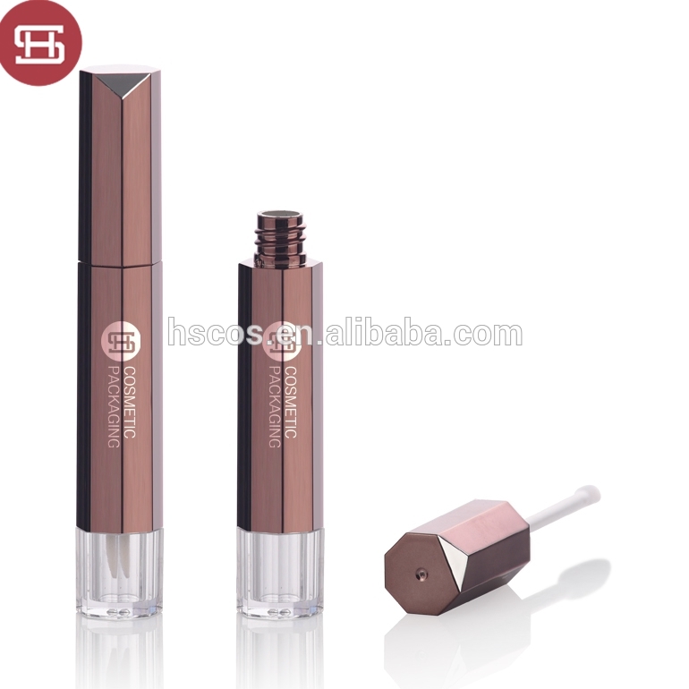 2019 China New Design Empty Lipgloss Tubes -
 Custom cosmetic makeup frosted  empty round clear plastic lipgloss tube containers  packaging with brush – Huasheng