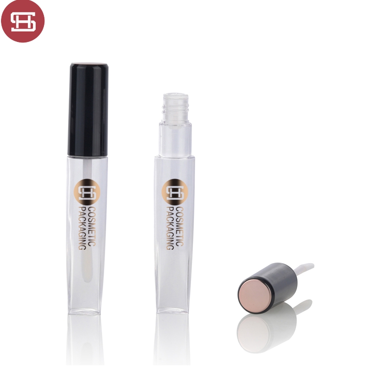 New compact design hot sale custom round black clear makeup cosmetic empty lipgloss tube container packing