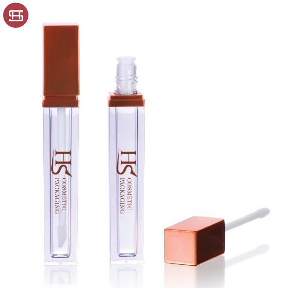 Wholesale cheap high quality cosmetic square makeup clear plastic empty lipgloss tube container