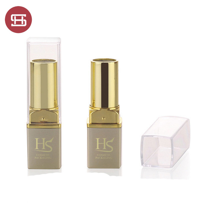 Professional Design Empty Plastic Lipstick Container - Wholesale hot sale OEM cosmetic black square gold custom empty lipstick tube container – Huasheng
