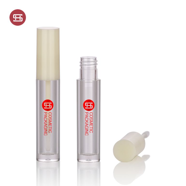 9110# Custom cosmetic wholesale empty round white lipgloss container tube packaging with brush