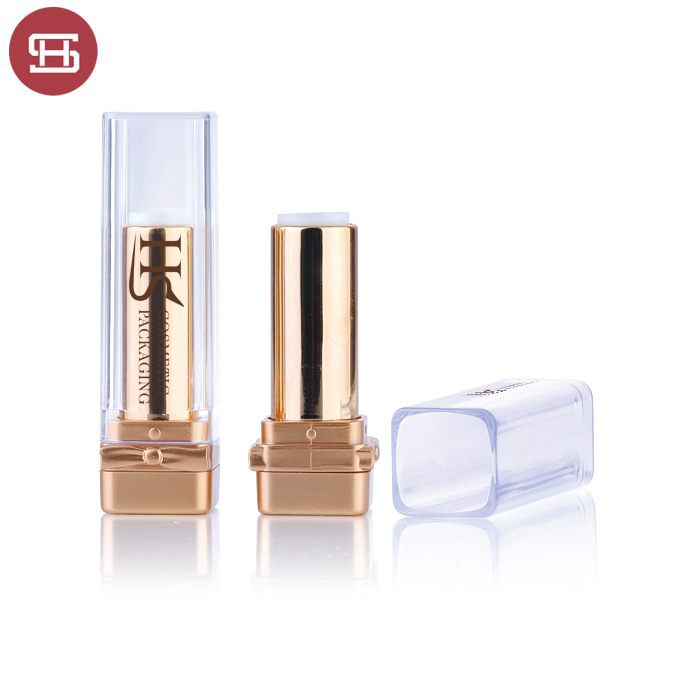 OEM wholesale hot sale square makeup clear plastic custom gold empty lipstick tube container package