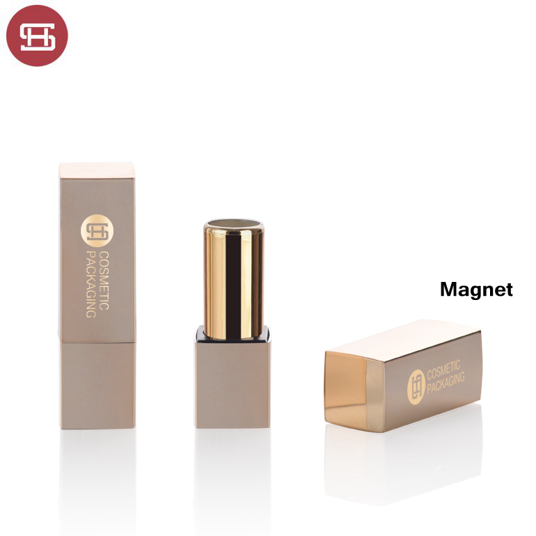 2019 Good Quality Magnetic Buckle Lip Balm Tube - New products wholesale high quality black gold silm custom magnetic empty lipstick tube container – Huasheng detail pictures