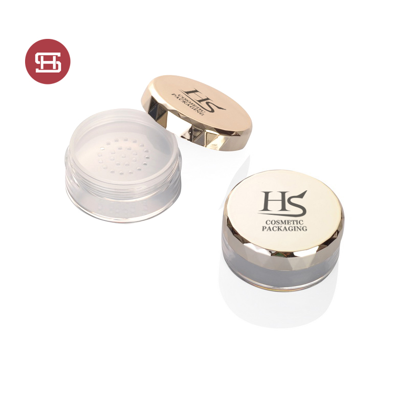 High definition Travel Bottles -
 Wholesale cosmetic makeup OEM  glossy gold custom empty loose powder case jar with sifter – Huasheng
