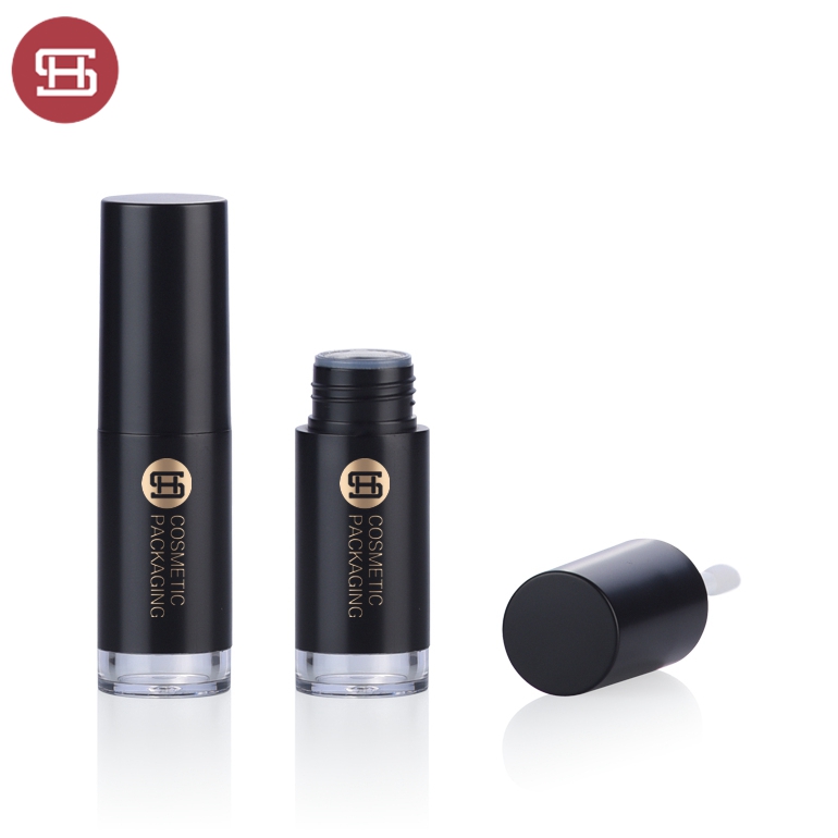 OEM high quality empty black round lipgloss bottle with brush