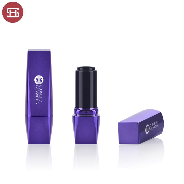 OEM empty unique purple black square empty lipstick tube packaging