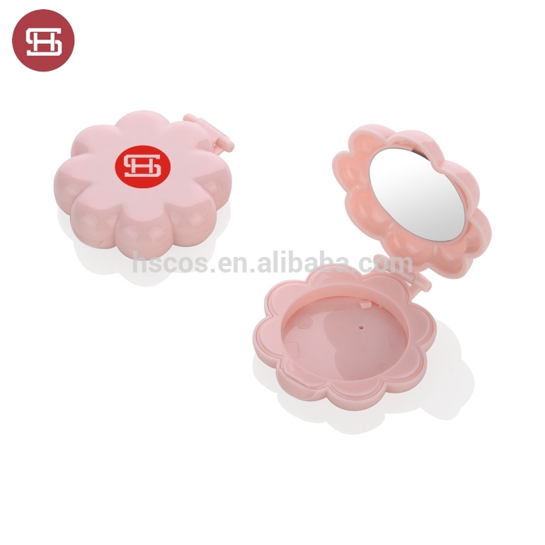 Unique design empty flower shaped blush compact mirror packaging