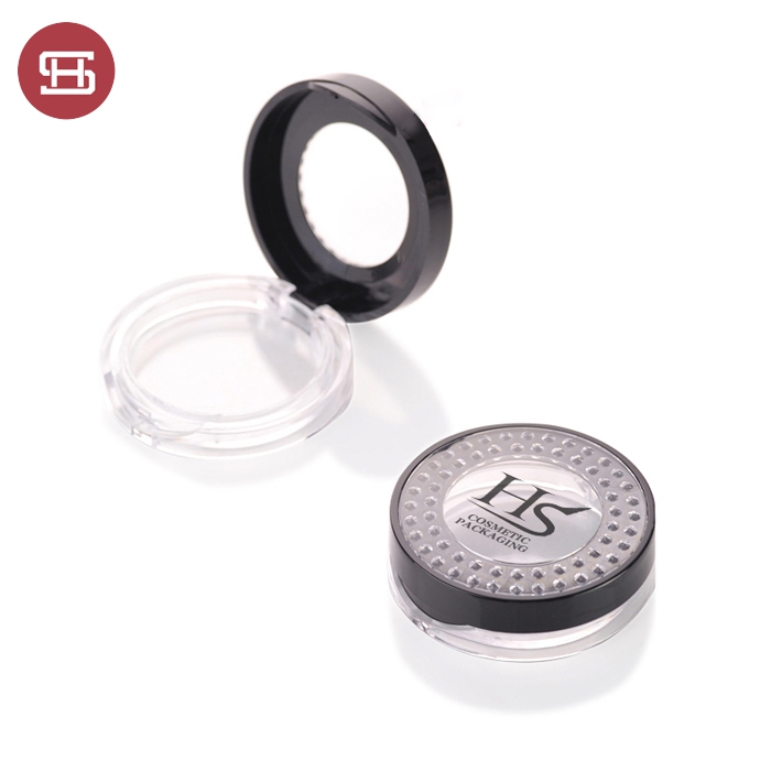 Round shaped black compact powder case with window