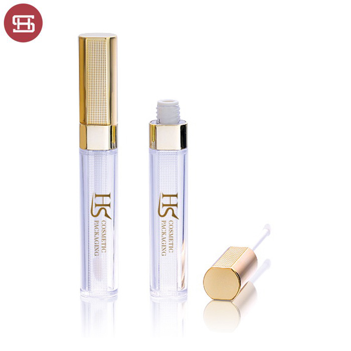 Hot sale unique plastic cosmetic gold clear custom round empty lipgloss tube container