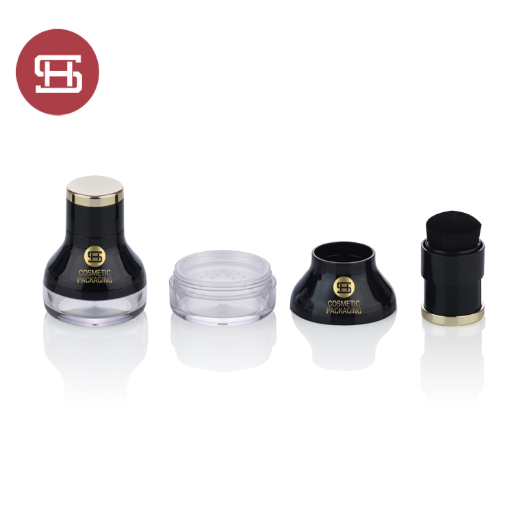 100% Original Detergent Bottle -
 Custom empty luxury black loose powder container with brush – Huasheng