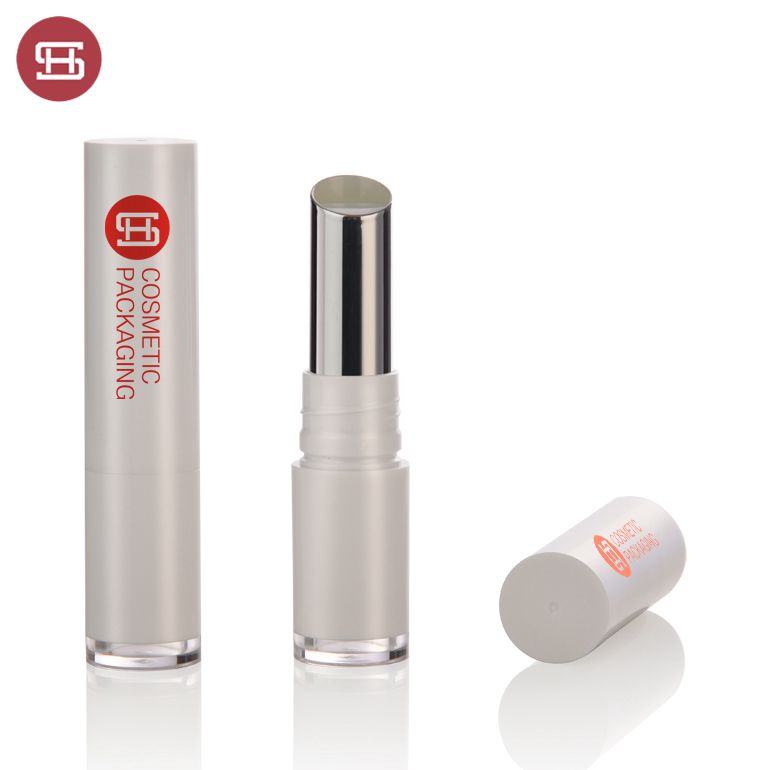 Wholesale hot sale round cosmetic pearl white plastic custom empty  lipstick tube container