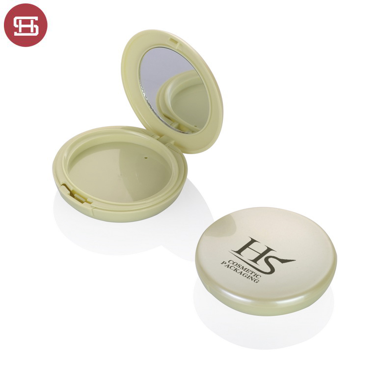 8558# Wholesale cheap OEM hot sale makeup cosmetic pressed empty plastic round powder compact cases packaging with mirror