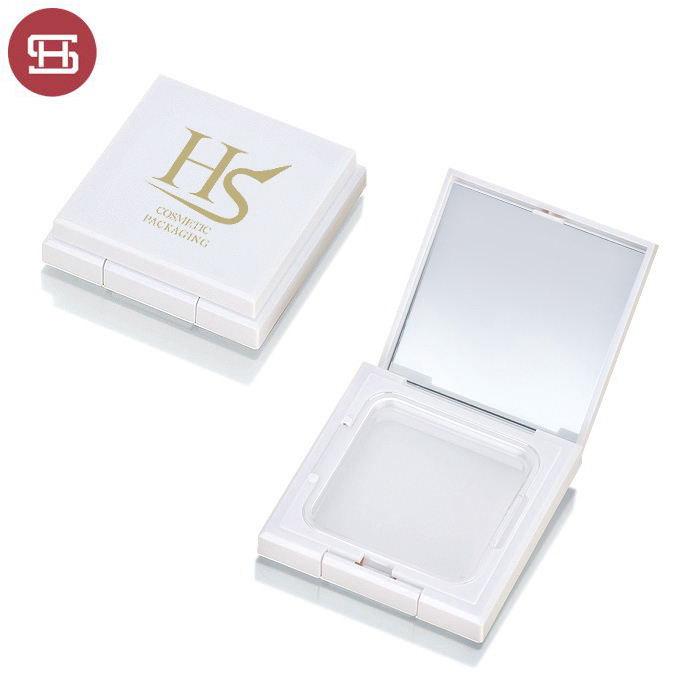 Wholesale OEM hot sale makeup cosmetic pressed empty plastic square powder compact cases  packaging with mirror