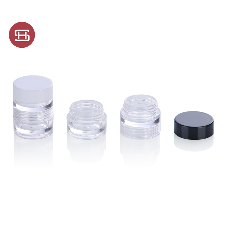 Wholesale empty mini 2 set seal black cosmetic cream jar plastic