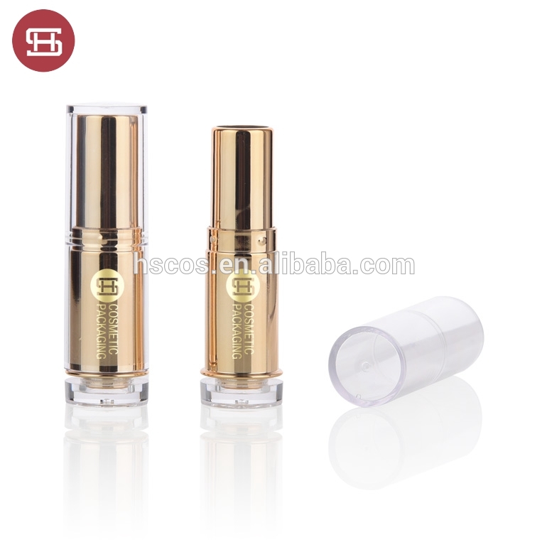 OEM empty plastic shiny gold lipstick cosmetics container