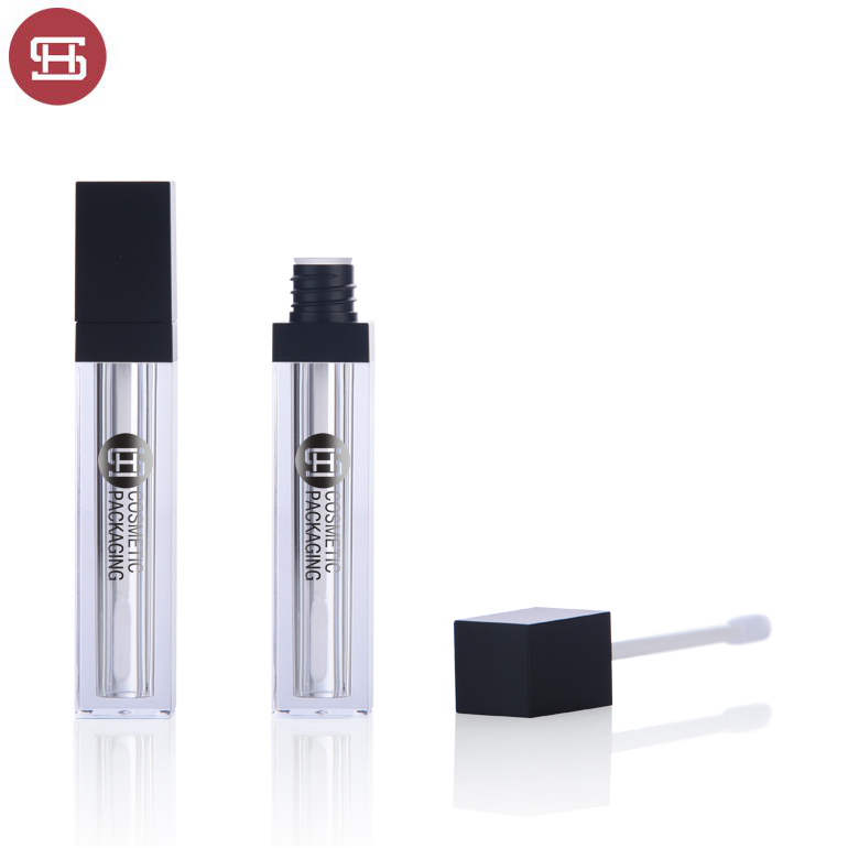 Professional China Rose Gold Lip Gloss Tube -
 Custom matte black cosmetics clear square empty lipgloss tube container – Huasheng