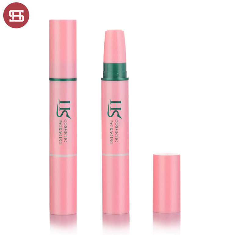 New hot sale popular pink slim double  dual head plastic empty concealer eyeshadow case lipstick tube container