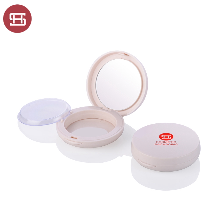 Wholesale empty round white compact powder case with mirror