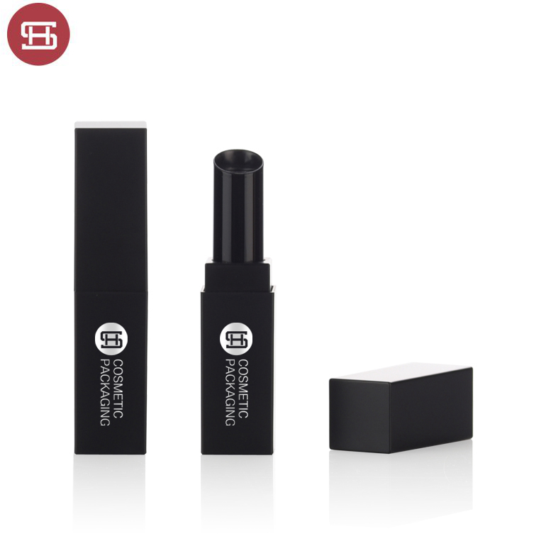 Custom wholesale cheap luxury black empty square lipstick tube container packaging