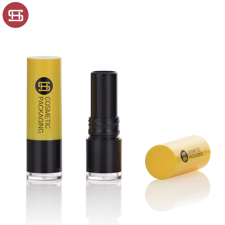 Wholesale custom unique slim yellow gold plastic round empty lipstick tube container packaging