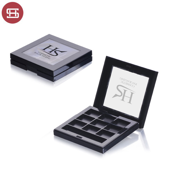 New products hot sale makeup cosmetic square black clear empty custom private label eyeshadow case packaging palette