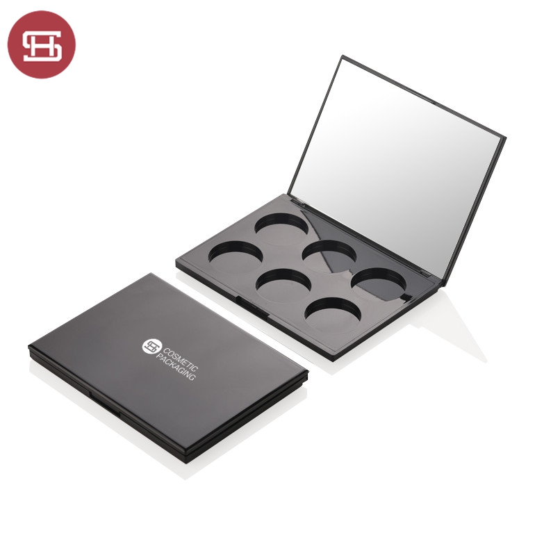New products makeup cosmetic black 6-Pan custom empty liquid  private label blusher eye shadow case palette