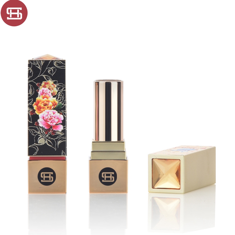Wholesale hot new products makeup cosmetic unique  metal plastic empty gold lipstick tube container  with diamond