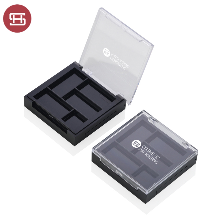Custom plastic square 5 color eyeshadow palette packaging with mirror