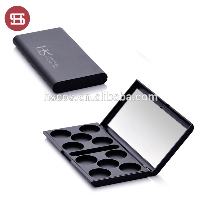 Wholesale high quality big size empty 10 color eyeshadow palette container with mirror