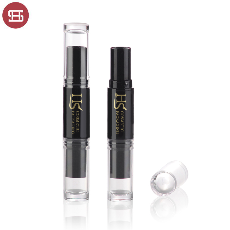 Manufacturing Companies for White Metal Lipstick Tube -
 OEM cosmetic plastic empty silm black double lipstick container tube – Huasheng