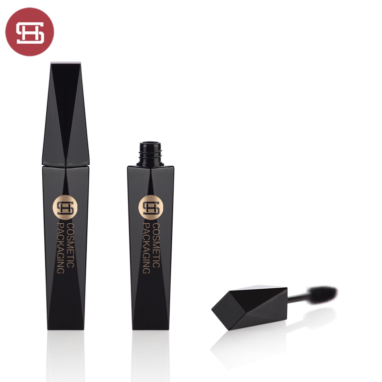 Luxury high end glossy black empty mascara container tube with brush