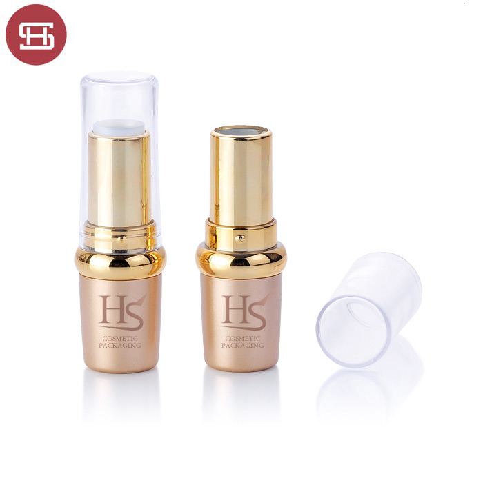 Custom OEM hot sale products wholesale makeup cosmetic shiny round gold plastic empty lipstick tube container
