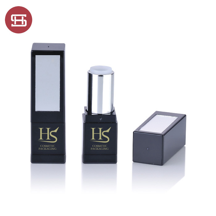 Factory Free sample Square Lipstick Container - Hot sale plastic square black unique cosmetic empty lipstick tube container with mirror – Huasheng