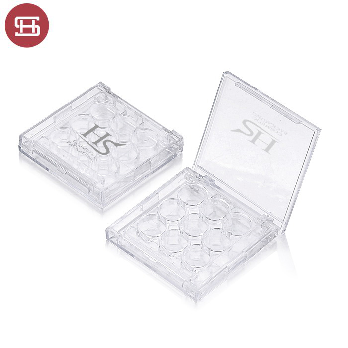 New products hot sale makeup cosmetic liquid round black clear empty custom private label eyeshadow case packaging palette
