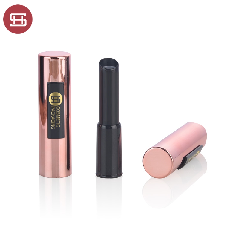 New style push out cosmetic plastic custom gold pink empty lipstick tube container