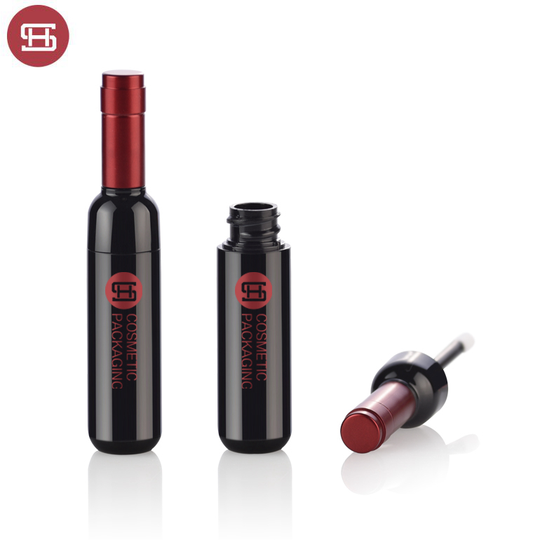 Custom wholesale OEM unique makeup private label plastic empty  wine shaped lipgloss tube container