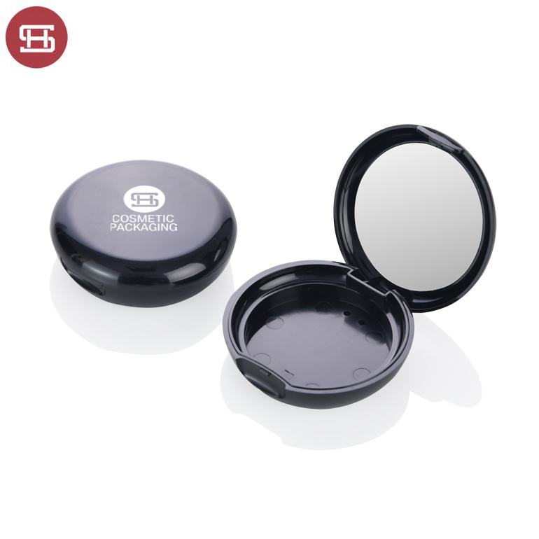2019 wholesale price Natural Empty Blusher Compact Powder Case -
 Wholesale OEM cheap makeup cosmetic custom pressed black plastic round emptycompact powder cases packaging with mirror – Huas...