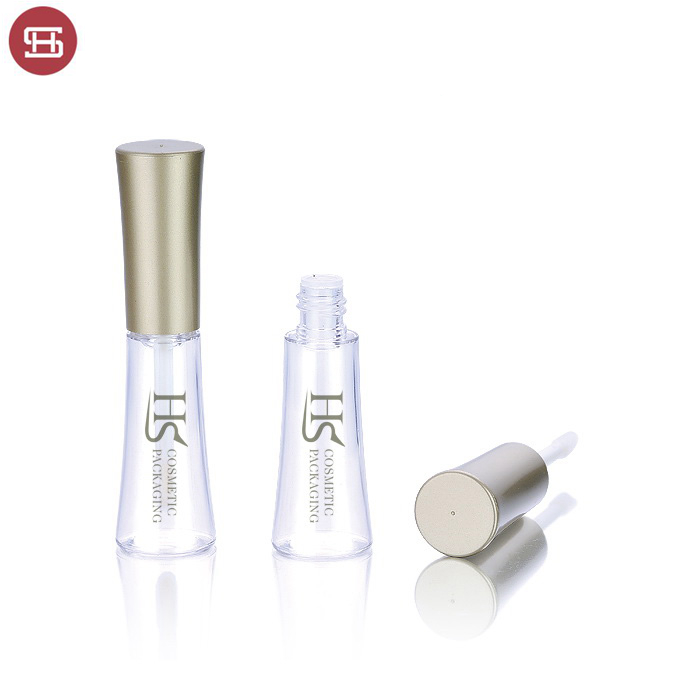Wholesale curvy clear round unique  custom plastic empty  lipgloss container tube with brush