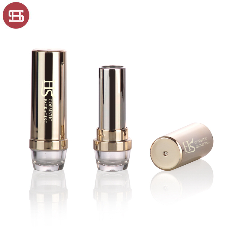 Custom hot sale cosmetic  wholesale plastic shiny gold empty lipstick tube container