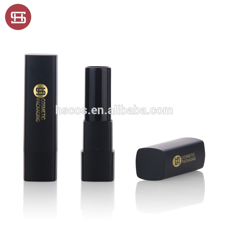OEM empty matte black square makeup lipstick container tube