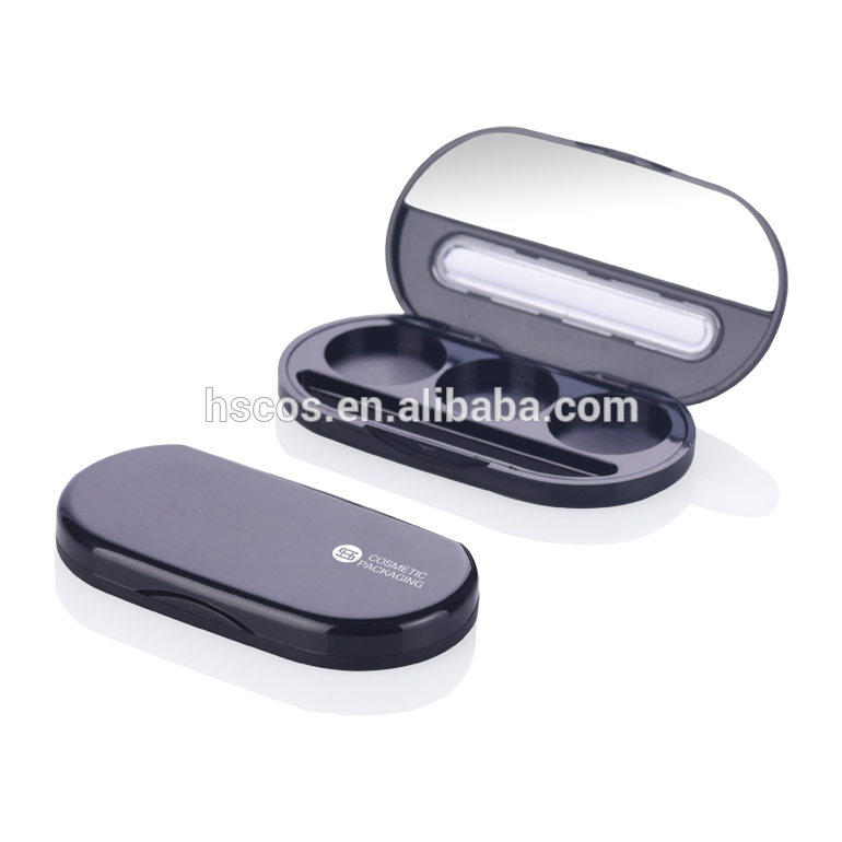 Factory Free sample Eyeshadow Pan Packaging -
 New promotion empty 3 color black eye shadow compact with mirror – Huasheng