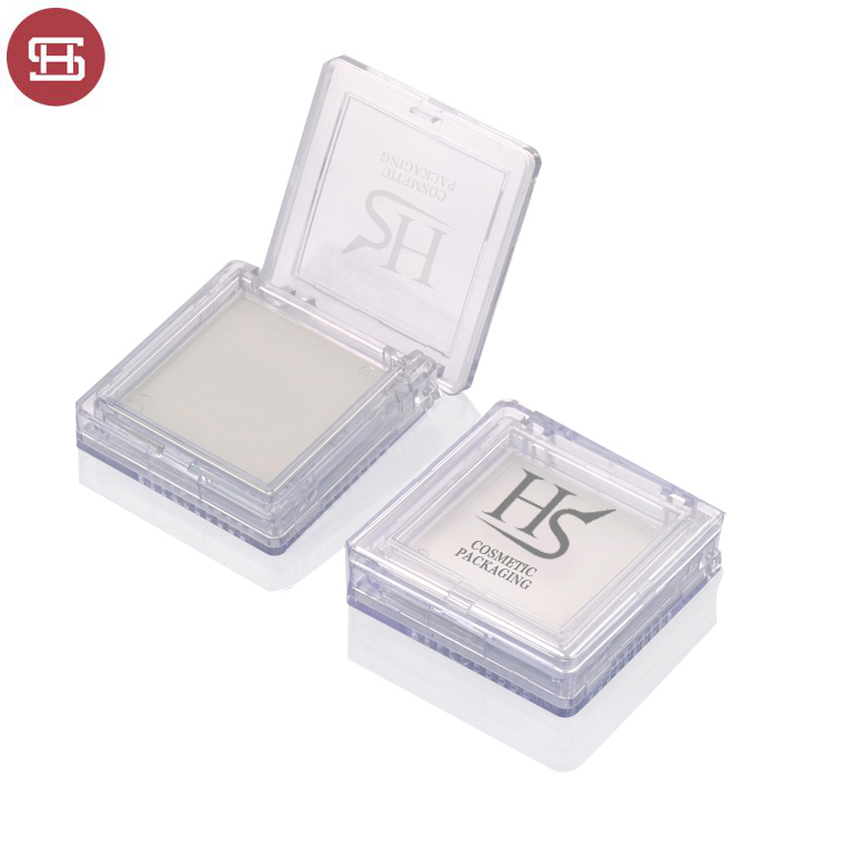 Wholesale OEM hot sale makeup cosmetic pressed empty plastic clear square powder compact cases container packaging