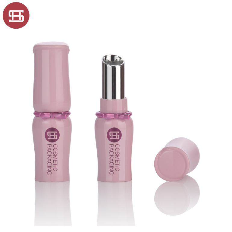 Custom wholesale new style cute princess lovely makeup cosmetic bowknot pink empty lipstick tube container