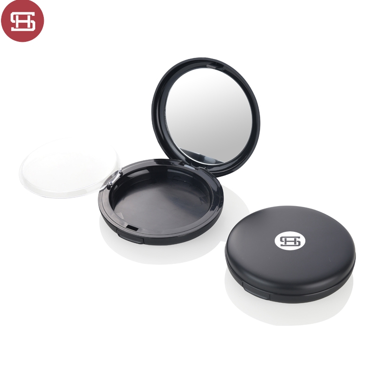 OEM wholesale  transparent round waterproof cosmetic makeup black clear empty compact powder case packaging