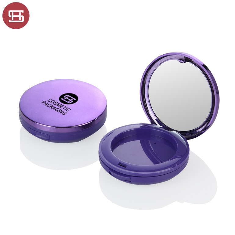 9463# Wholesale OEM hot sale purple makeup cosmetic pressed empty plastic round powder compact cases container packaging