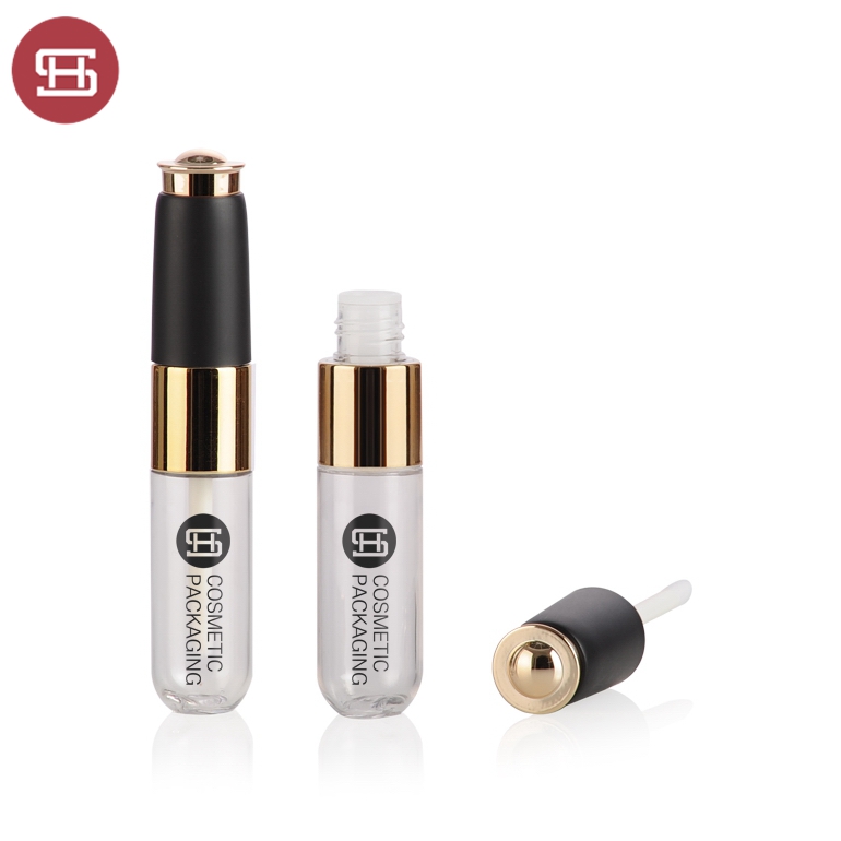 Wholesale Dealers of Lip Gloss Containers -
 Empty high end black and gold  plastic lipgloss tube with brush – Huasheng