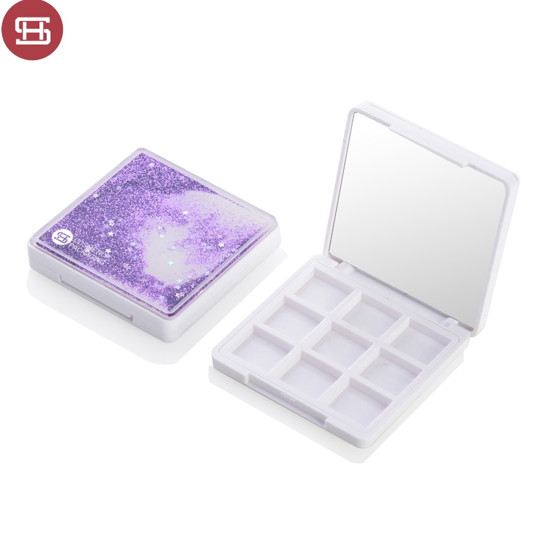 New products hot sale makeup cosmetic shiny clear empty custom private label eyeshadow case packaging palette