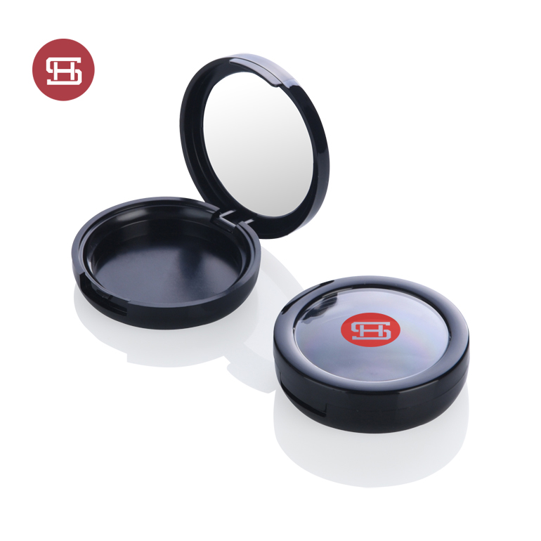 OEM empty black makeup compact powder packaging with window